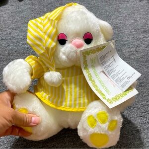 Reinhart Collection White Plush Teddy Bear Yellow Striped Pajamas 11 inch VTG